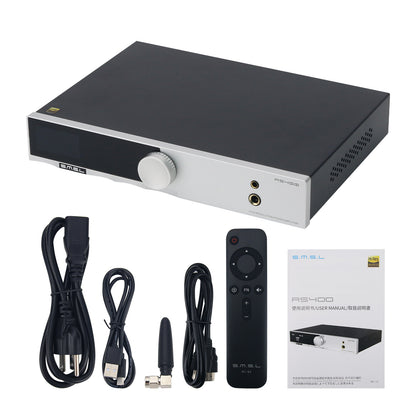SMSL Silvery AS400 Power Amplifier 165Wx2 High Power HiFi Audio Decoder Built-in Low Noise MM Vinyl Mic Amplifier
