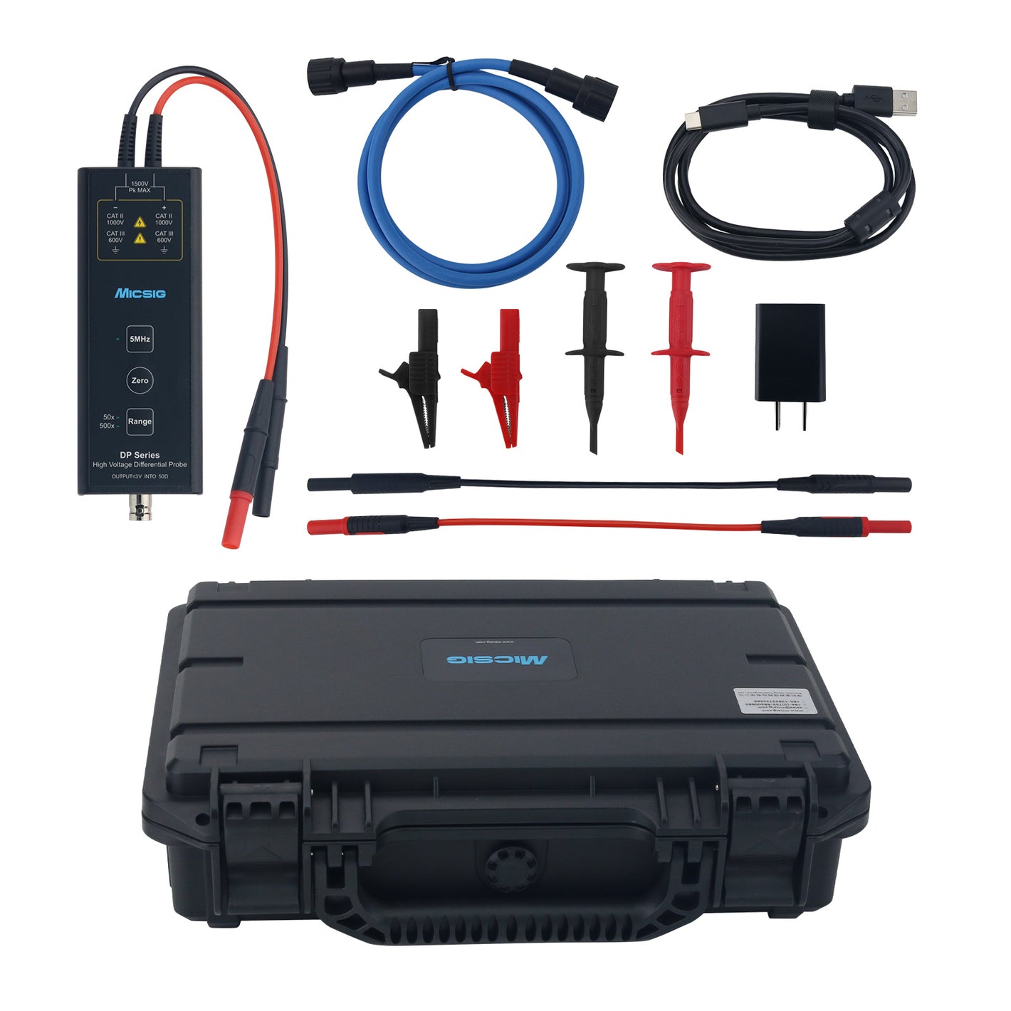 Micsig DP1502 (200MHz+1500V) High-Voltage Differential Probe Dual Range Selection High Accuracy Oscilloscope Probe