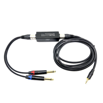 Stereo Audio Isolator Current Noise Cancellation with XLR to 3.5mm/Dual 6.5mm Cables for Sound Cards and Computers