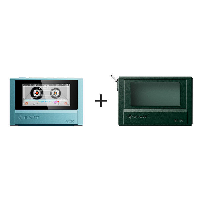 FiiO Cyan ECHO Portable HD Lossless Music Player 2.39-inch IPS Screen Bluetooth Mini MP3 with Deep Green Leather Case