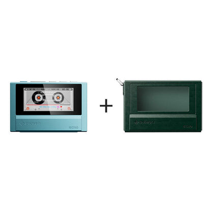 FiiO Cyan ECHO Portable HD Lossless Music Player 2.39-inch IPS Screen Bluetooth Mini MP3 with Deep Green Leather Case