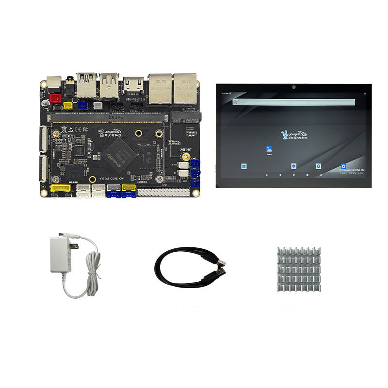 YY3568 Core Board+Base Board+11.6-inch Touch Screen Kit (8GB+64GB without WiFi) for Intelligent Hardware/AI Robot Development