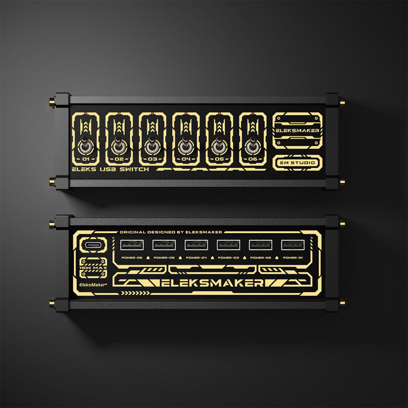 EleksMaker MK1 Retro USB Switch Hub 6-Channel USB Socket with Orange Indicators Only for Power Supply