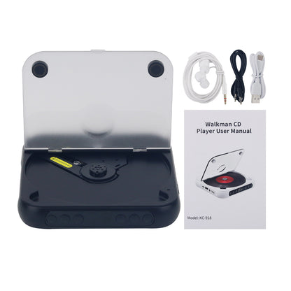 KC-918 Black Bluetooth CD Player Mini Disc Player for CD/CD-R/CD-RW/MP3 Bluetooth &amp; Wired Modes