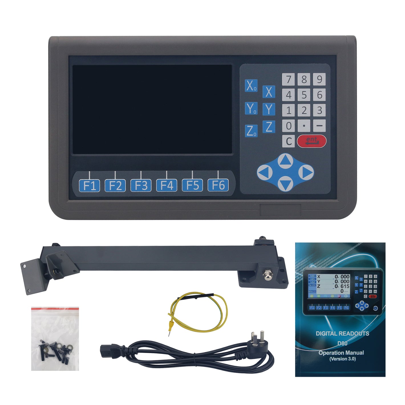 Ditron D80M-3V 3-Axis Digital Readout with 7-inch True Color Screen Support Preview Drawing for Magnetic Linear Scales