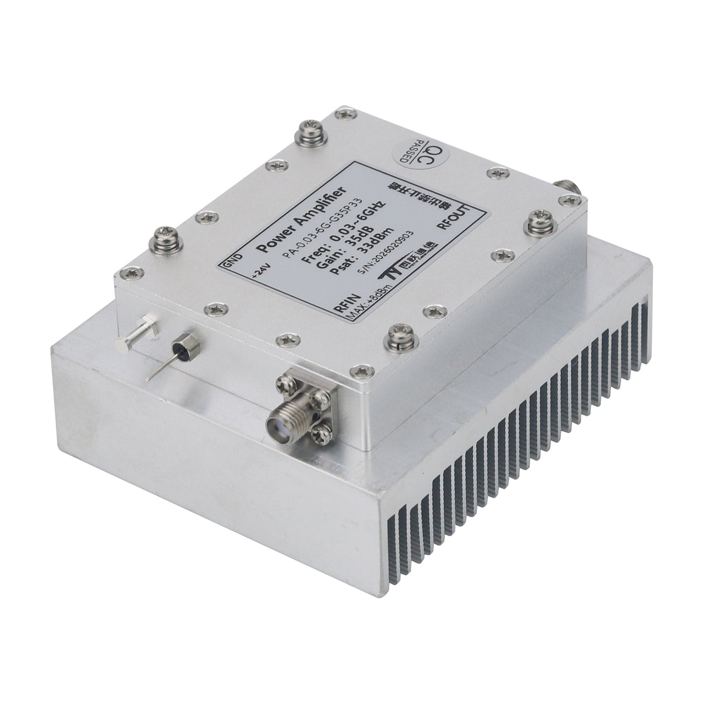 0.03-6GHz RF Power Amplifier 35dB High Gain 2W Output RF Microwave PA with SMA Female Connector