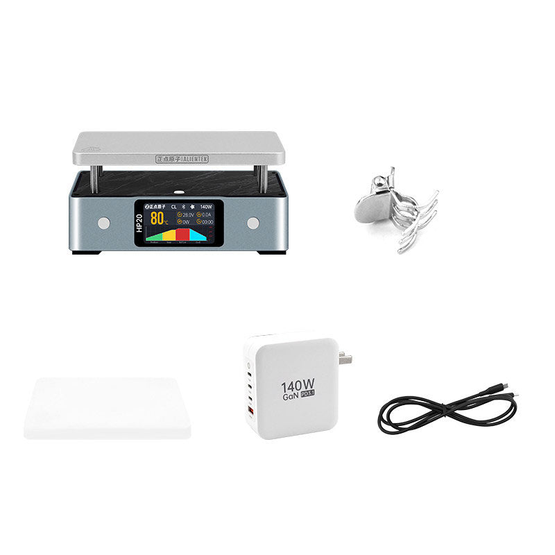 ALIENTEK HP20 Smart Heating Plate PD3.1 65W-200W Adjustable High Power Heating Tool with 140W GaN Fast Charger for Soldering Stations