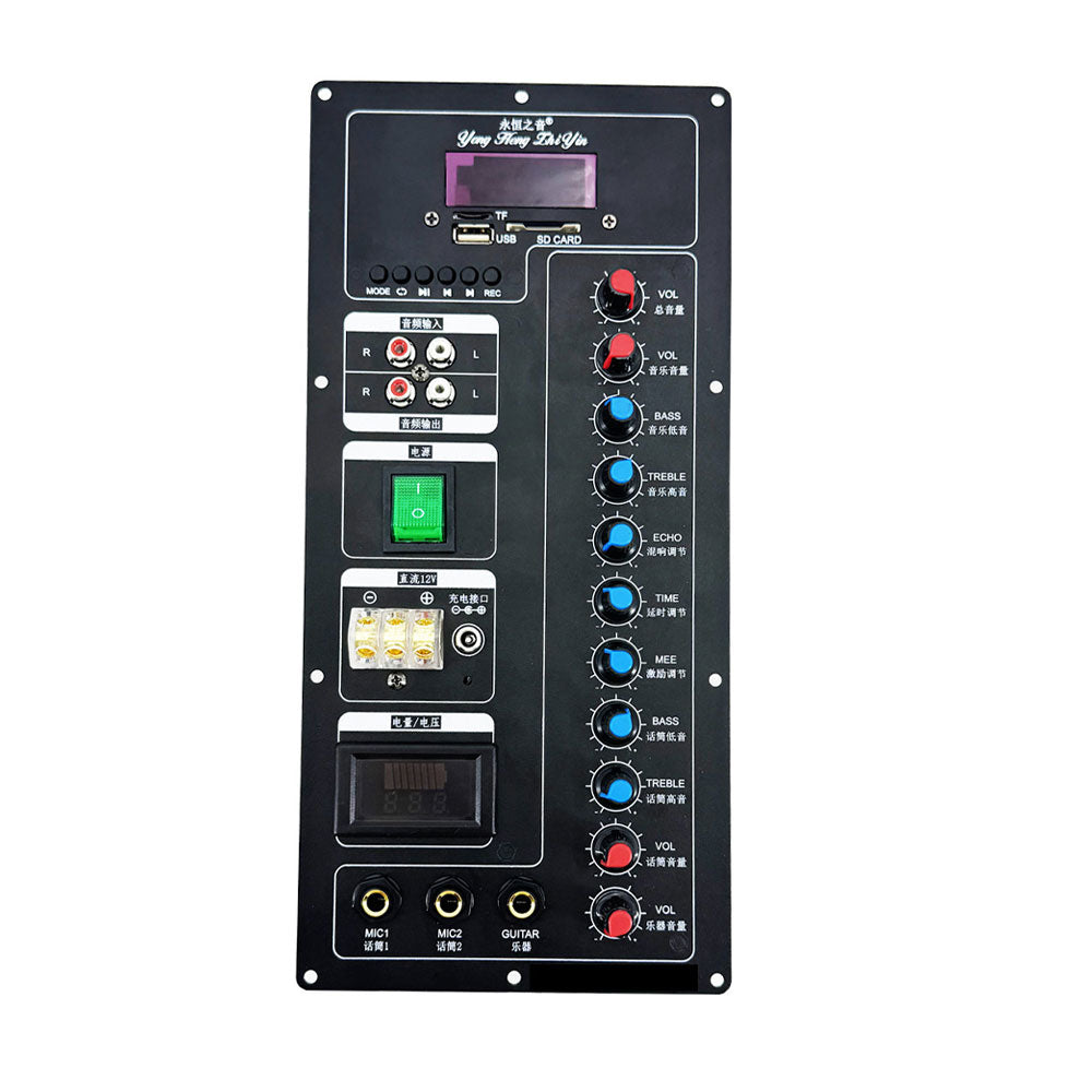 Yong Heng Zhi Yin 11 Knob Preamplifier Board with Bluetooth 5.2, USB/SD/TF, Mic and Guitar Inputs for Audio Amplifier
