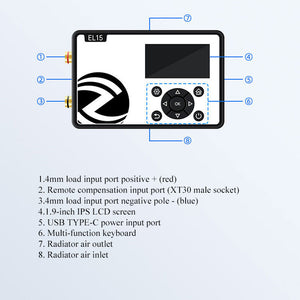 EL15 150W DC Electronic Load High Precision Programmable Tester for Battery Capacity/Internal Resistance with 1.9-inch IPS LCD