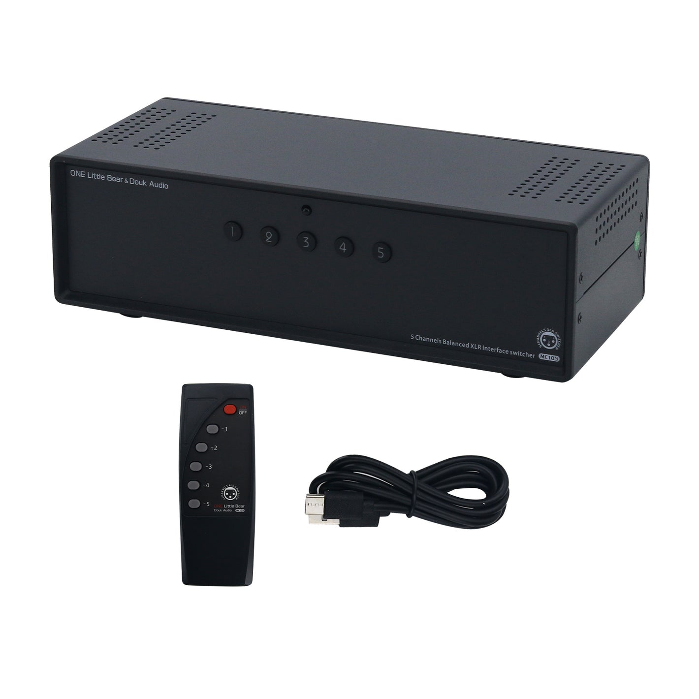 One Little Bear MC105-5M 1-In-5-Out XLR Balanced Passive Selector Type-C 5VDC Audio Switcher 5-Channel Splitter