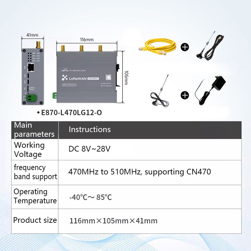 E870-L470LG12-O 470-510MHz Opensource SX1302 High Speed 8CH Wireless Gateway LoRaWAN Gateway WiFi/Ethernet
