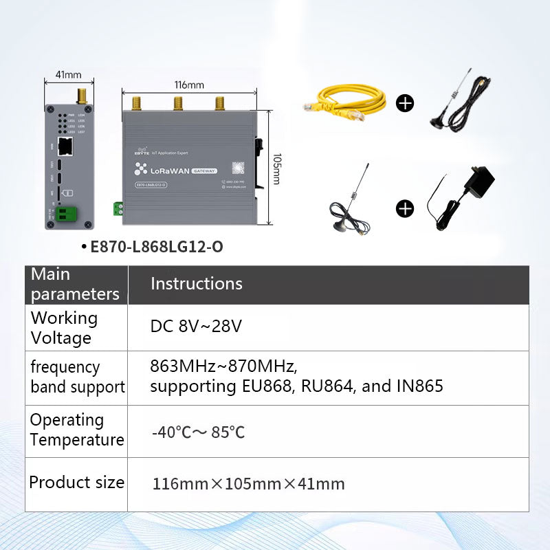E870-L868LG12-O 863-870MHz Opensource SX1302 High Speed 8CH Wireless Gateway LoRaWAN Gateway WiFi/Ethernet