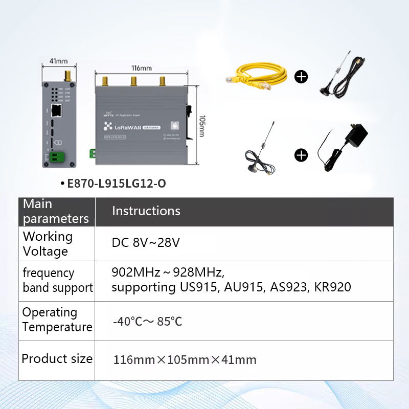 E870-L915LG12-O 902-928MHz Opensource SX1302 High Speed 8CH Wireless Gateway LoRaWAN Gateway WiFi/Ethernet
