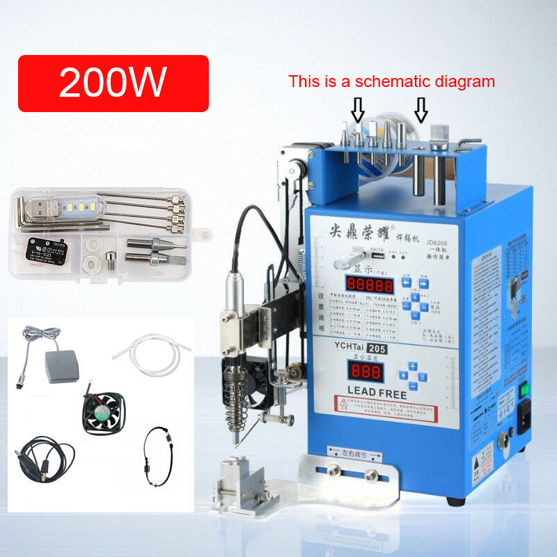 JD6205 200W Multifunctional Automatic Soldering Machine with Pedal Switch for 2-10mm Welding Heads