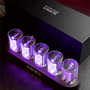 Wooden Desktop RGB Pseudo Glow Tube Clock 9 Display Modes DIY Creative Nixie Clock 2W Built-in Full Color LED
