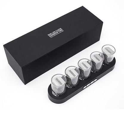 Black Desktop RGB Pseudo Glow Tube Clock 9 Display Modes DIY Creative Nixie Clock 2W Built-in Full Color LED