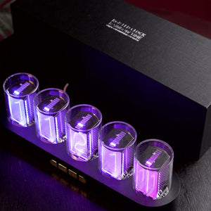 Black Desktop RGB Pseudo Glow Tube Clock 9 Display Modes DIY Creative Nixie Clock 2W Built-in Full Color LED