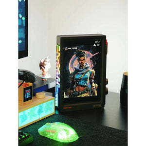 Black Times Frame Smart Digital Floating-Glass Photo Frame DIY Desktop Digital Clock Weather Calendar with 10.1-inch HD Screen