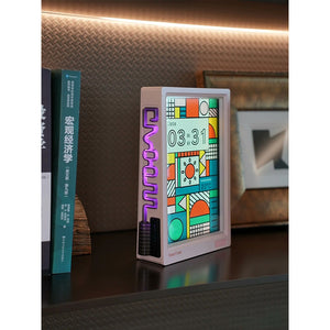Pink Times Frame Smart Digital Floating-Glass Photo Frame DIY Desktop Digital Clock Weather Calendar with 10.1-inch HD Screen