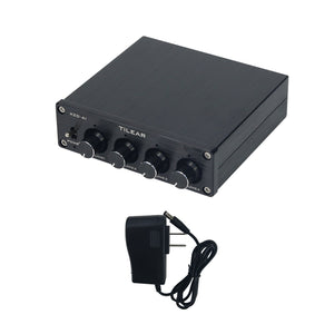 XZD-A1 Audio Signal Distributor Audio Distributor 1 Input 4 Output (Black Panel) with 12V/1.8A Power Adapter