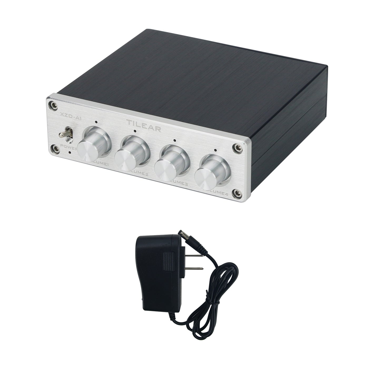 XZD-A1 Audio Signal Distributor Audio Distributor 1 Input 4 Output (Silvery Panel) with 12V/1.8A Power Adapter