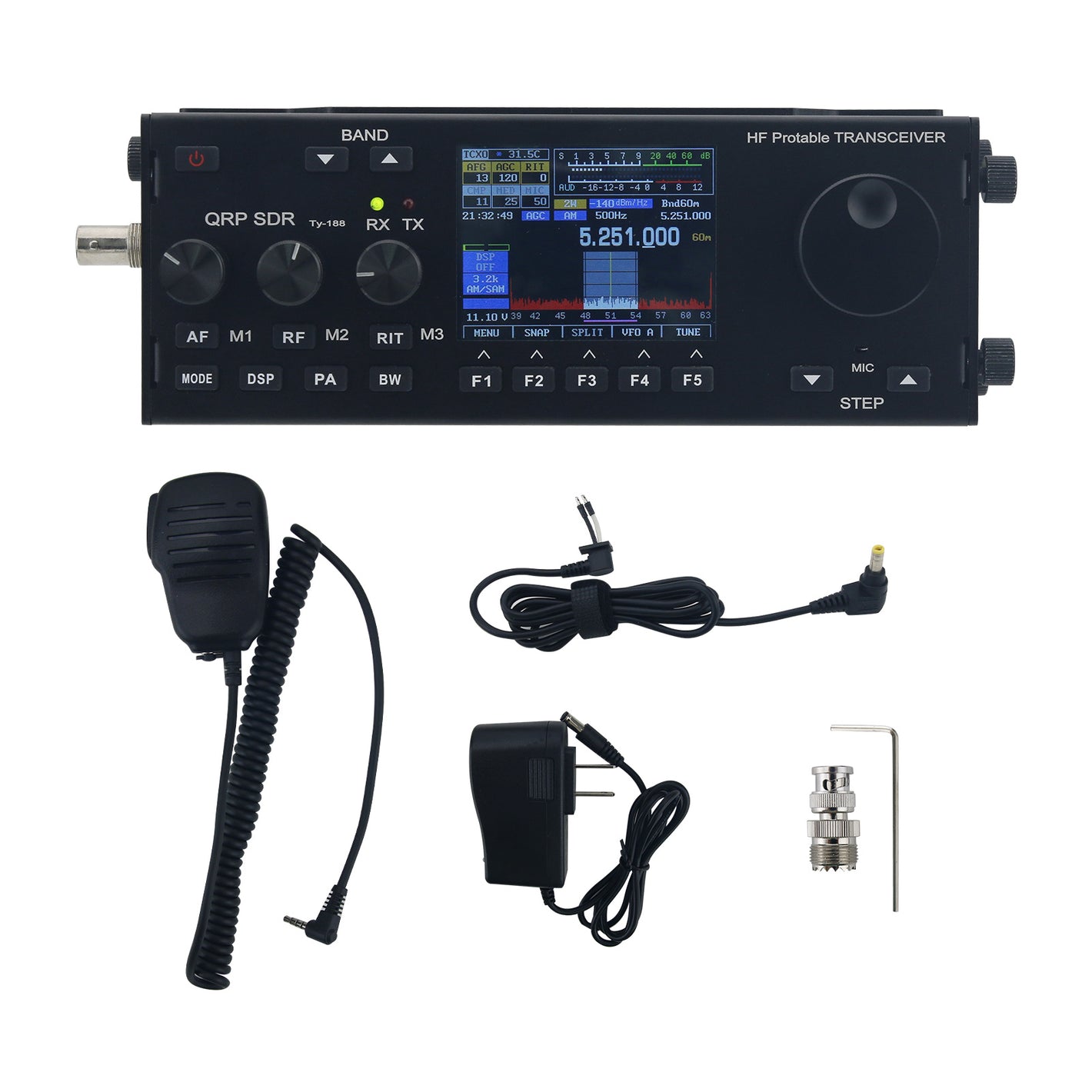 HamGeek BS-188 MCHF V0.6.3 Upgrade Shortwave QRP SSB/CW/AM/FM/DIG Shortwave Transceiver with Touch Color Screen