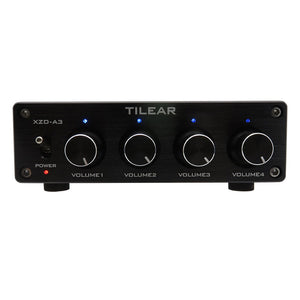TILEAR (Black Panel) XZD-A3 4-IN 1-OUT Stereo Audio Mixer 6xNE5532 Op Amp Support Independent Volume Adjustment