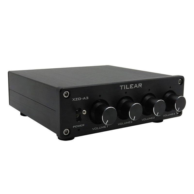 TILEAR (Black Panel) XZD-A3 4-IN 1-OUT Stereo Audio Mixer 6xNE5532 Op Amp Support Independent Volume Adjustment