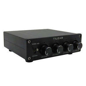 TILEAR (Black Panel) XZD-A3 4-IN 1-OUT Stereo Audio Mixer 6xNE5532 Op Amp Support Independent Volume Adjustment