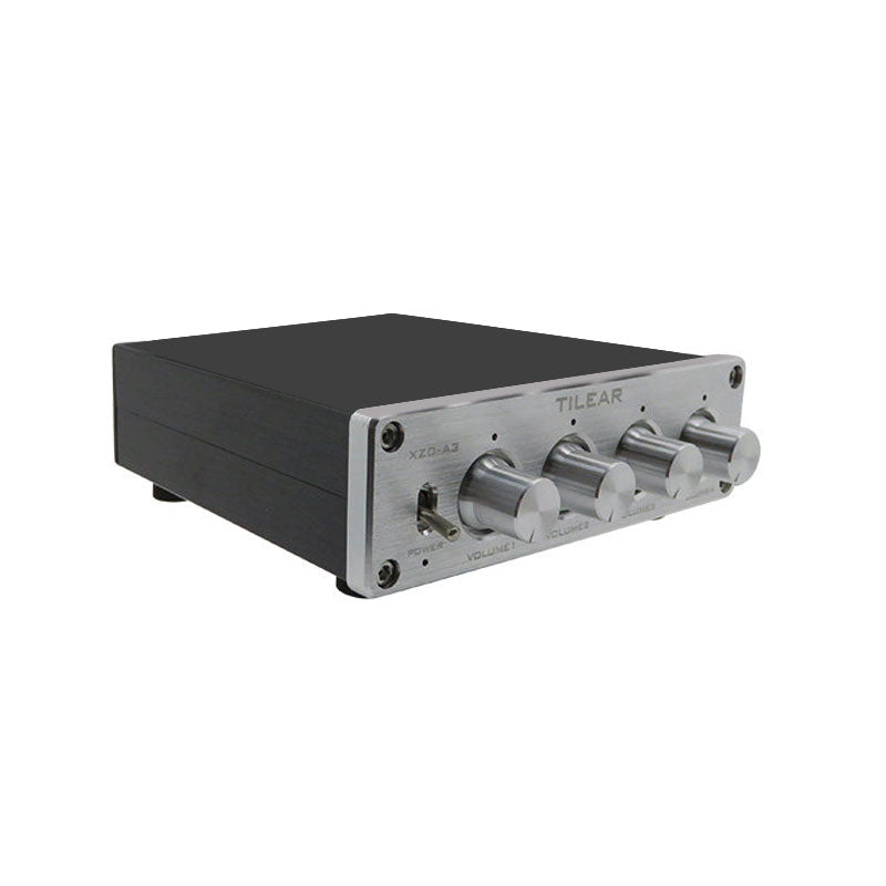 TILEAR (Silvery Panel) XZD-A3 4-IN 1-OUT Stereo Audio Mixer 6xNE5532 Op Amp Support Independent Volume Adjustment