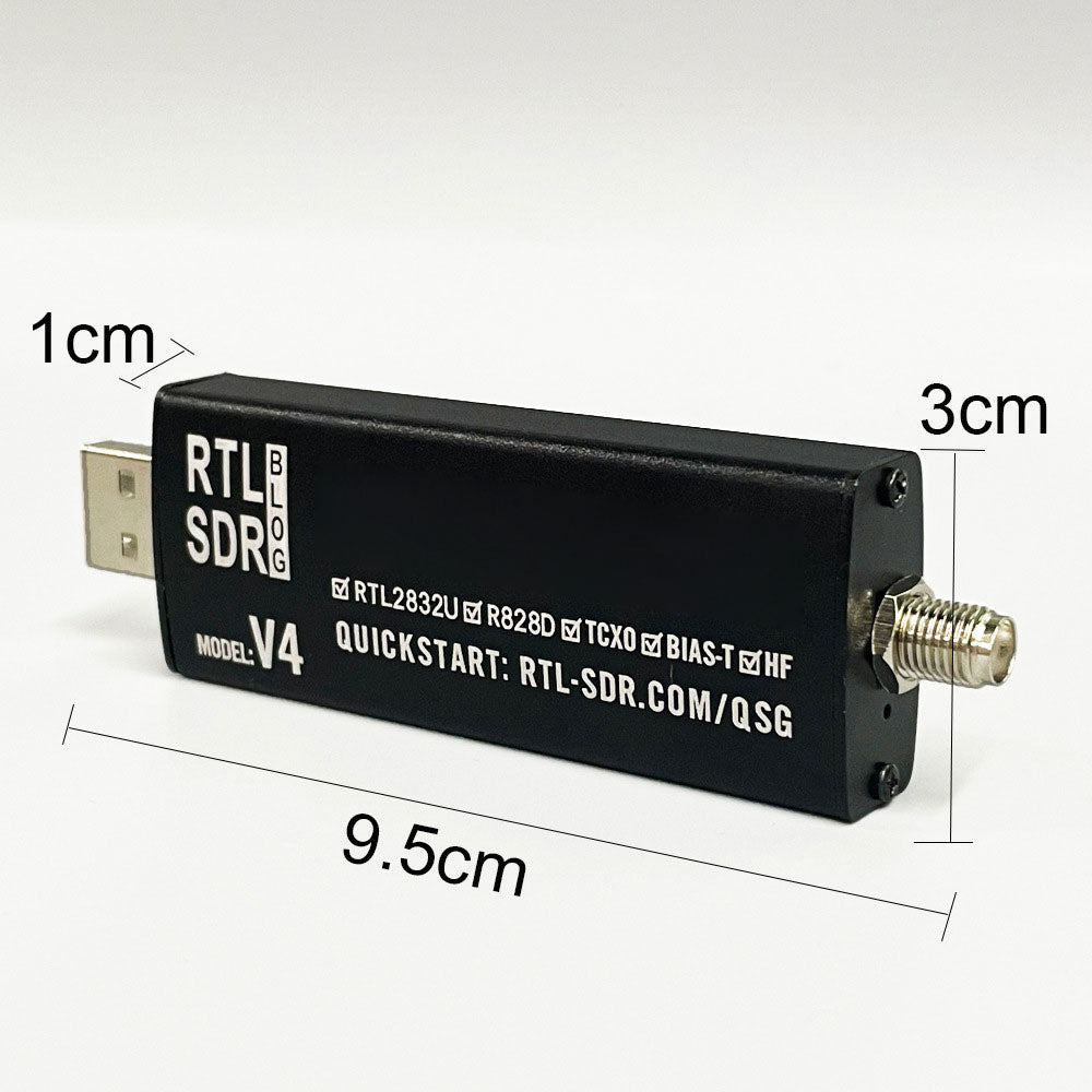 RTL-SDR Blog V4 500kHz-1.7GHz Software Defined Radio Receiver RTL2832U ADC R828D Tuner Support for Win/OSX/Linux/Android