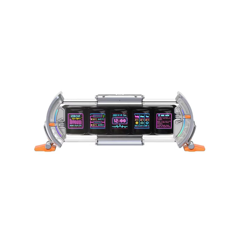 Grey Times Gate Cyberpunk Digital Clock RGB LED Display Gaming Room Smart Clock Support APP Control