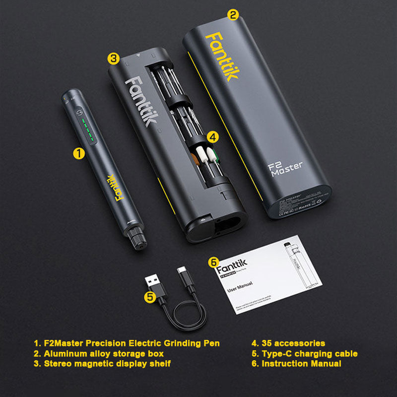 Fanttik F2 Master Precision Electric Grinding Pen Mini Handheld 5-Speed 25000RPM Polishing and Engraving Multifunctional Pen
