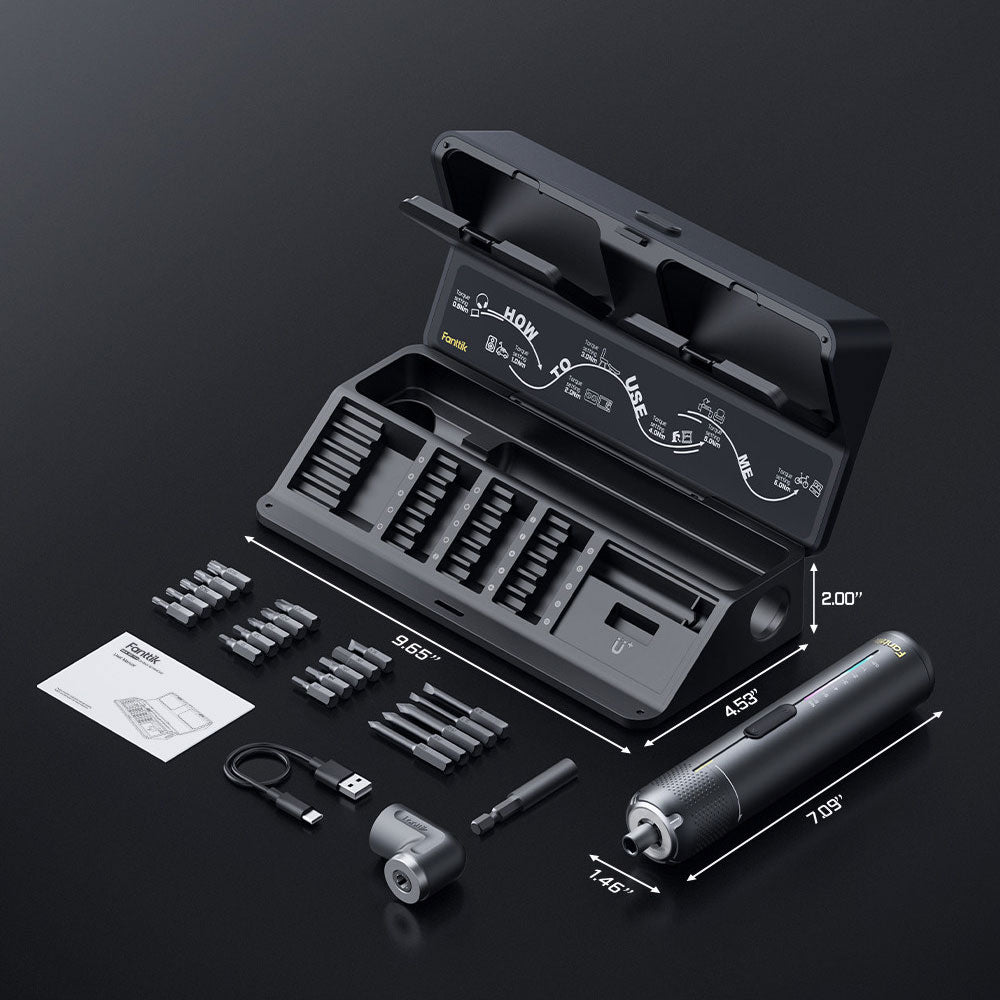 Fanttik S2 Pro Rechargeable Electric Screwdriver Set 250RPM 7 Adjustable Torque Settings for Household Repairs