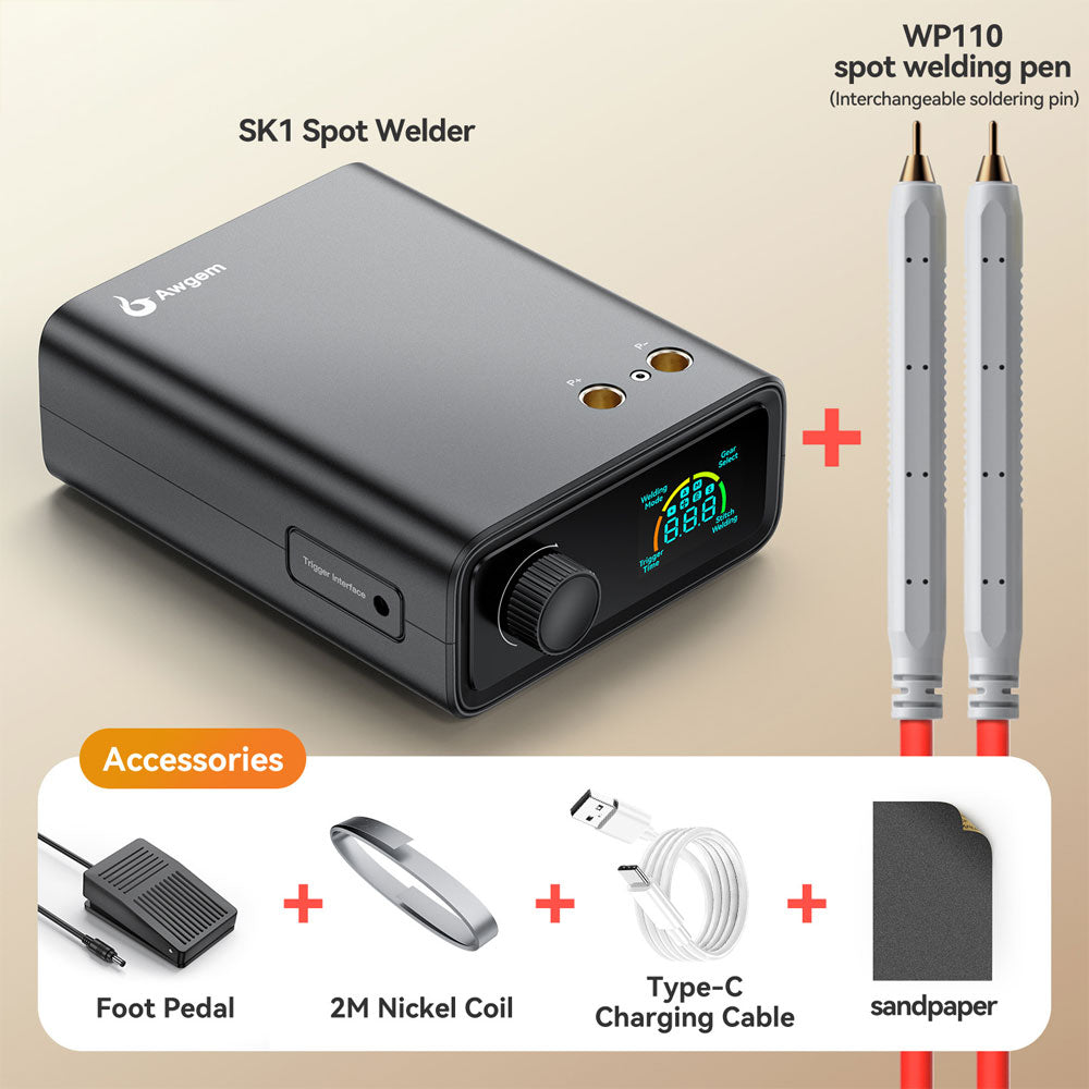 SK1-5000mAh Portable Knob-style Spot Welder 18650 Lithium Battery Spot Welding Machine with Foot Pedal