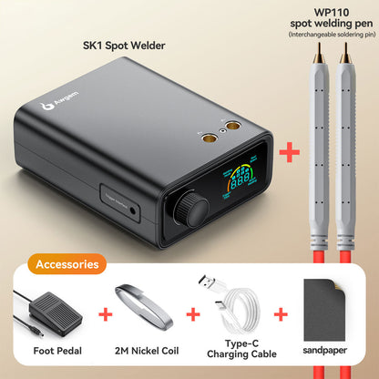 SK1-5000mAh Portable Knob-style Spot Welder 18650 Lithium Battery Spot Welding Machine with Foot Pedal