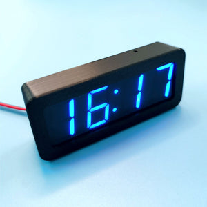 Blue LED Version GPS/Beidou Satellite Timing 4-Bit Car-mounted Digital Clock DC5V with Time Memory Function