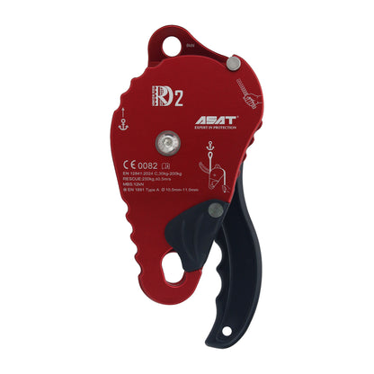 Red ASAT RD2 Unidirectional Brake Pulley Type Descender Lift Retarder 30-150KN Industrial Rope Climbing Accessory