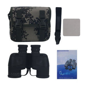 Black 10x50 Navigation LED Compass Binocular Waterproof and Antifog ED Telescope 10X IR Rangefinder Binocular