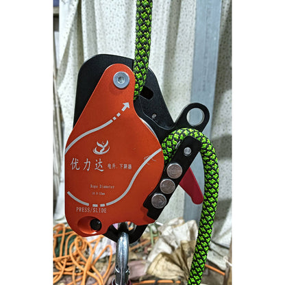 XRT200 Aluminum Alloy 0-225KG Load Electric Descender Rock Climbing Lift Retarder for 10.5-12MM Ropes
