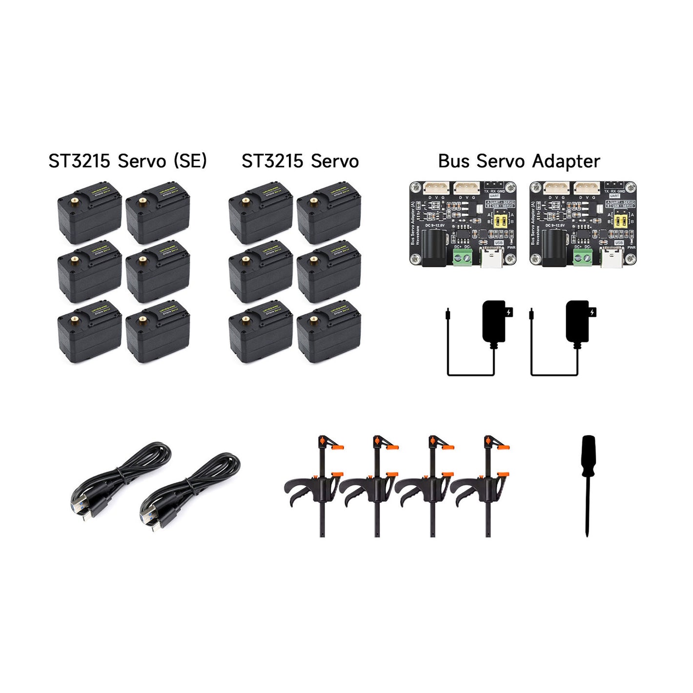 SO-ARM101 No-3DP Parts Kit ST3215-HS + ST3215-12V Servo Opensource 6-Axis Mechanical Arm Support for Hugging Face LeRobot