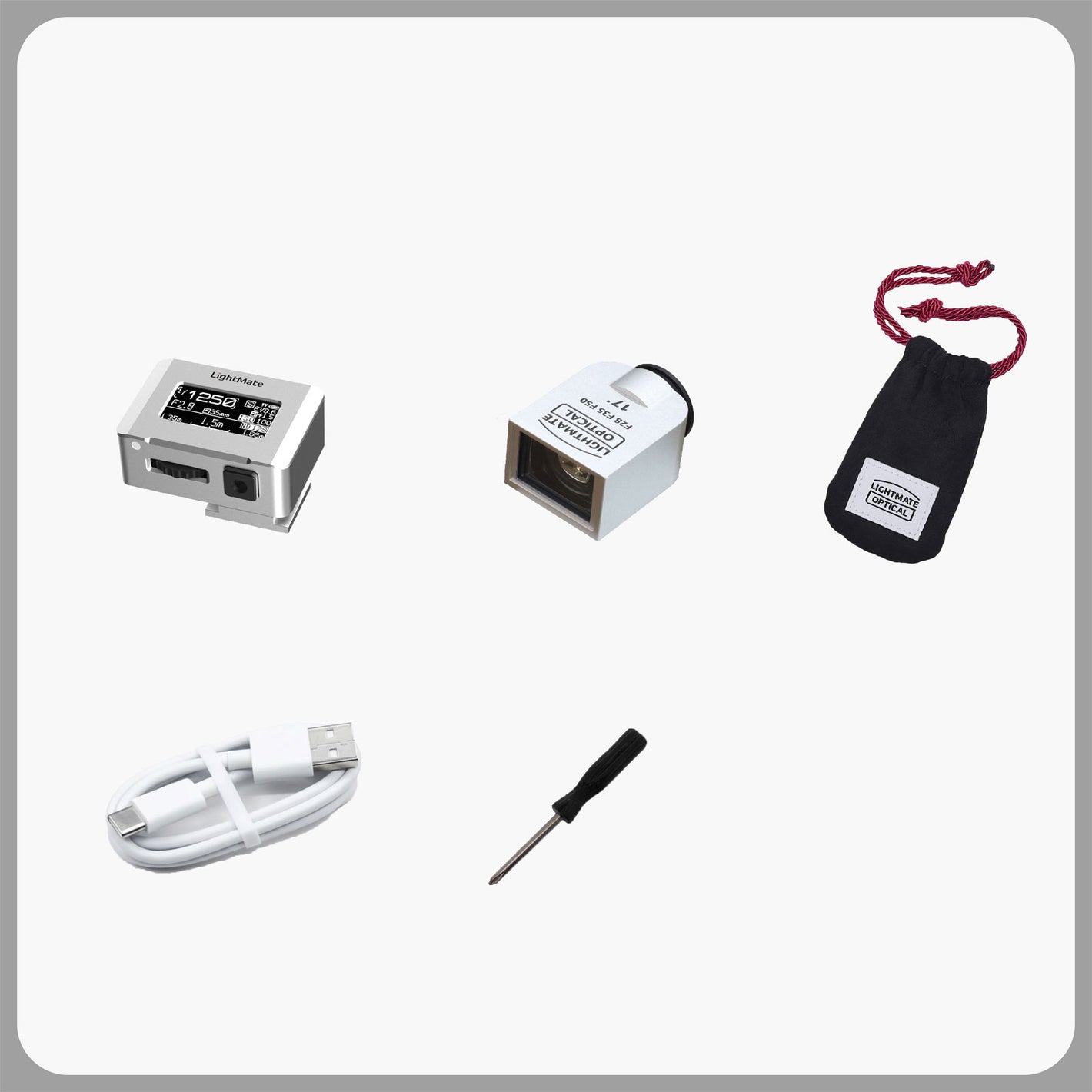 Silvery LightMate Area 2S Exposure Meter + OV-X2 17-Degree Optical Viewfinder Set for Film Cameras
