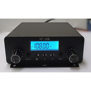 ST-15B V3 76MHz-108MHz 15W Stereo Amplifier FM Broadcast Transmitter Audio+Mic Input (BNC Interface)
