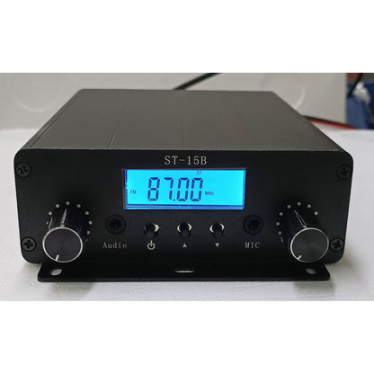ST-15B V3 76MHz-108MHz 15W Stereo Amplifier FM Broadcast Transmitter Audio+Mic Input (TNC Interface)