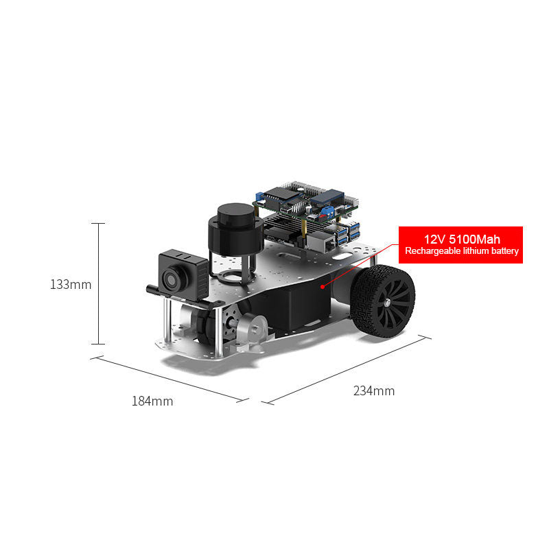 R550 Differential Standard Version ROS2 AI Large Model Educational Robot + RGB Camera + N10P LiDAR + Raspberry Pi 5 4GB