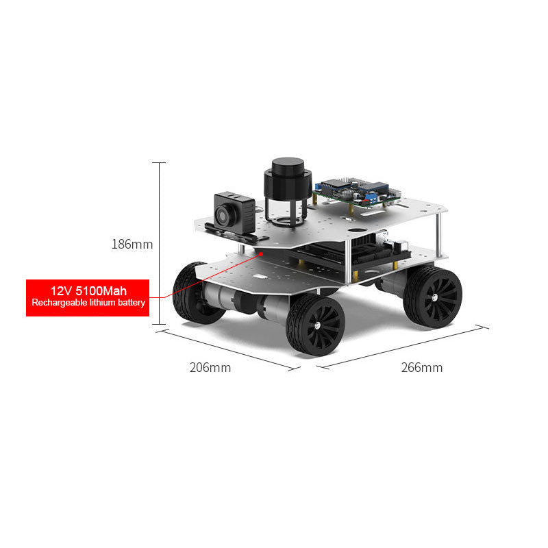 R550 4WD Standard Version ROS2 AI Large Model Educational Robot + RGB Camera + N10P LiDAR + Raspberry Pi 5 4GB