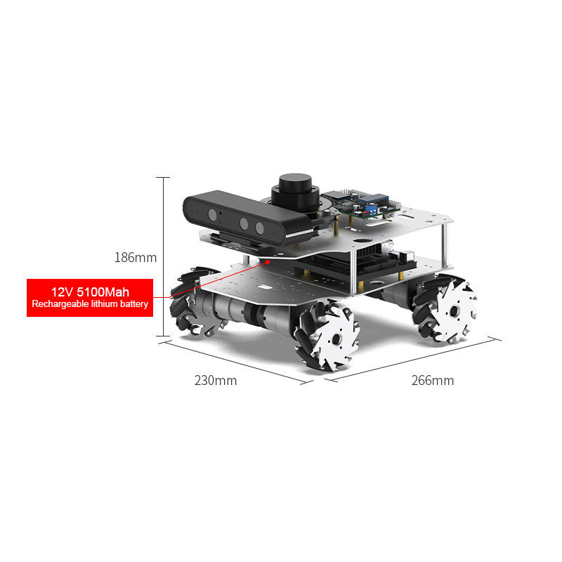 R550 Mecanum Wheel Pro Version ROS2 AI Large Model Educational Robot + RGB Camera + N10P LiDAR + Raspberry Pi 5 8GB