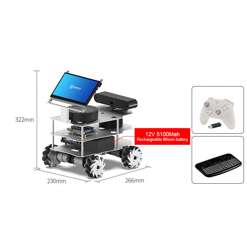 R550 Mecanum Wheel Max Version ROS2 AI Large Model Educational Robot + RGB Camera + N10P LiDAR + Raspberry Pi 5 8GB