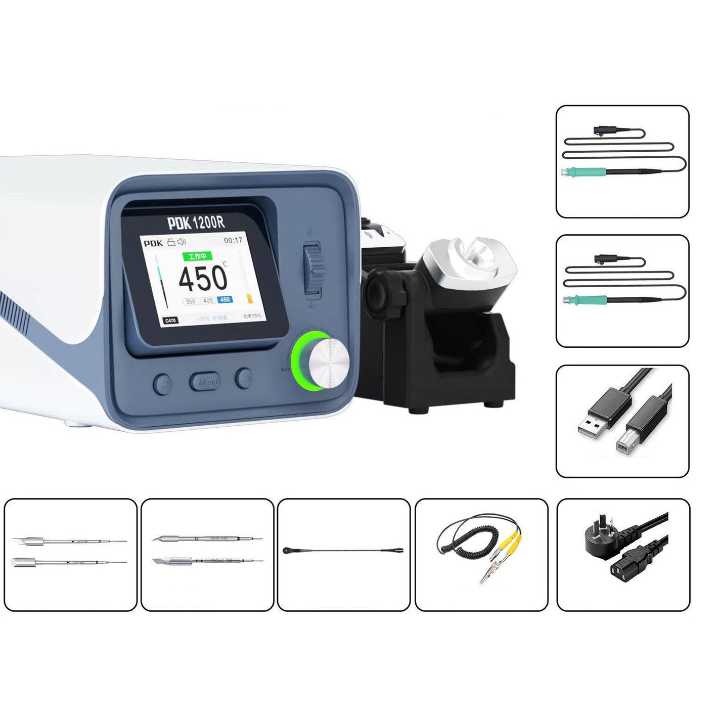 I2C PDK1200R 400W Intelligent Soldering Station for Electronics Repair BGA SMD Welding (C245 + C470 Handle)