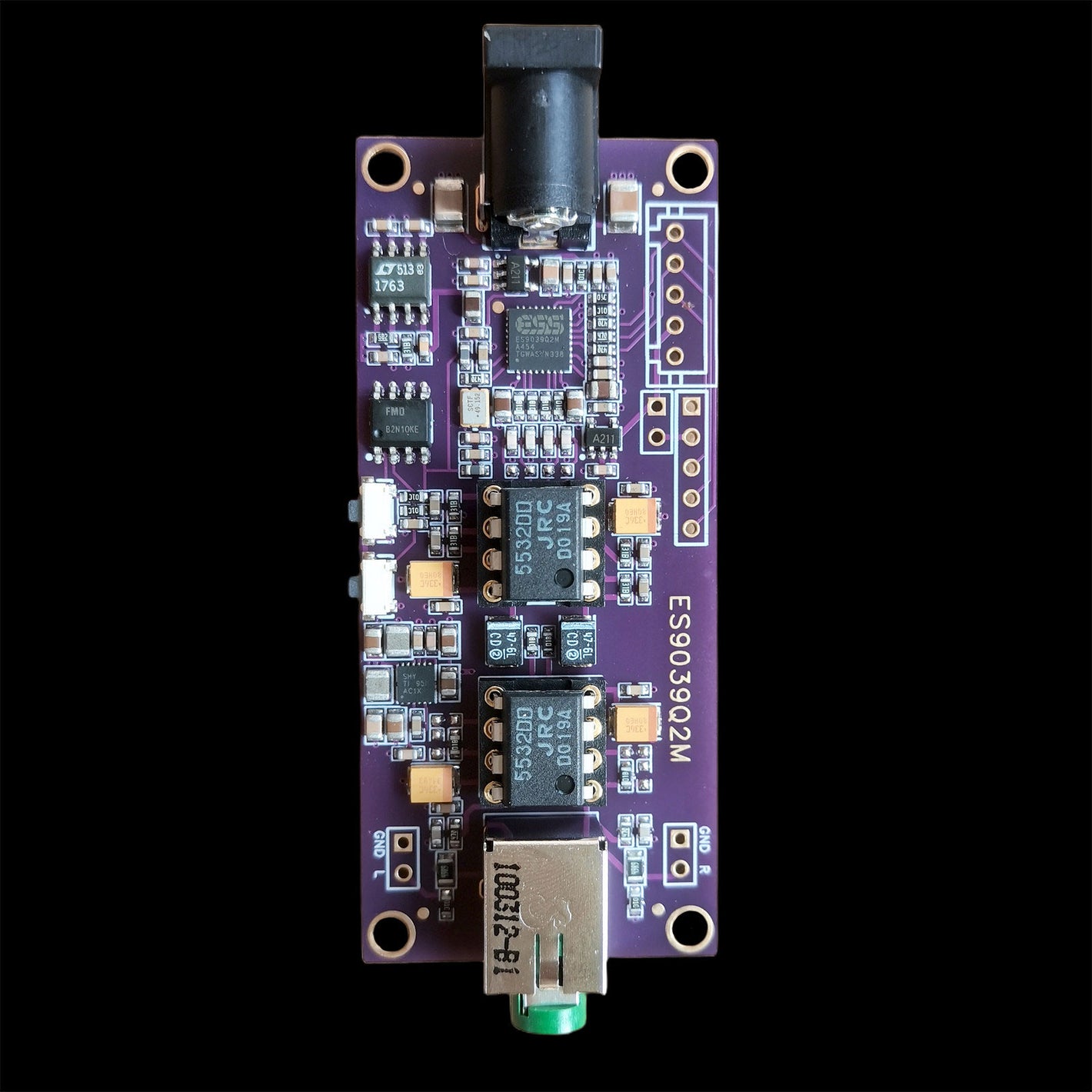ES9039Q2M Decoder Board DC5V I2S Input Asynchronous USB Module (Dual 5532 Operational Amplifiers)